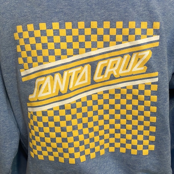 SANTA CRUZ skater sweatshirt size small. Light blue with yellow check. ECU - Picture 6 of 16